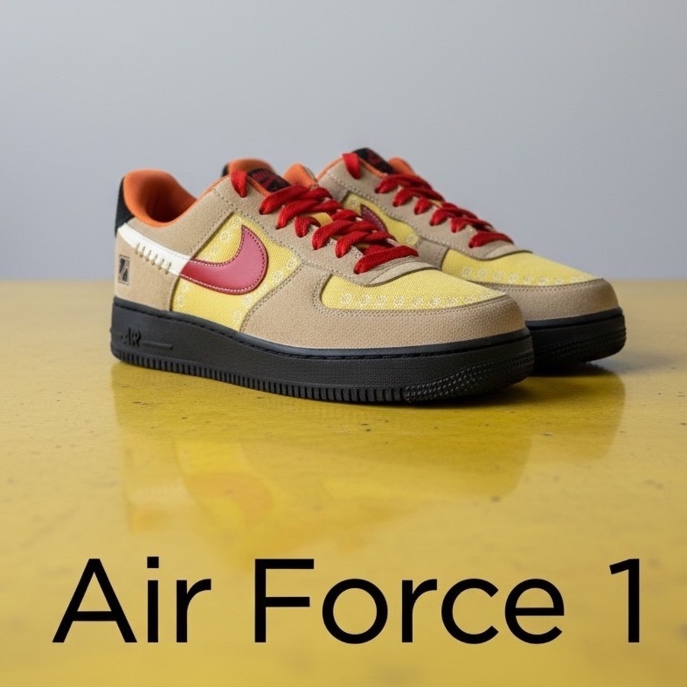 Nike Air Force 1 Low Certified Fresh Enamel Green Yellow Suede DZ5355-121 Mens 7
